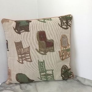 Rocker Chairs Tapestry Accent Pillow 15" RARE Pattern